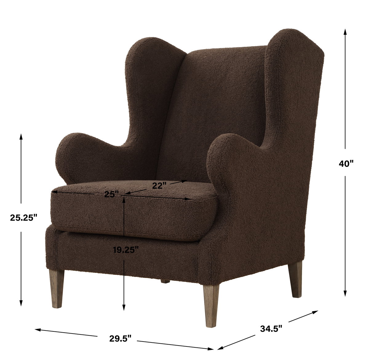Serpentine Brown Fabric Accent Chair, Furniture by Uttermost, 29.5" width x 40" height x 34.5" depth View 3