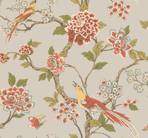 Fanciful Silver & Blue Wallpaper