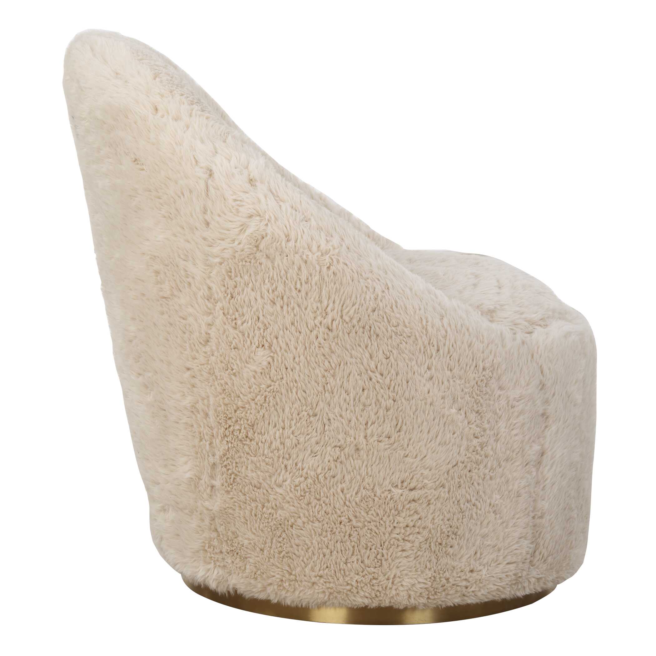Crue Sheepskin Swivel Chair, Furniture by Uttermost, 30.5" width x 33" height x 32" depth View 5