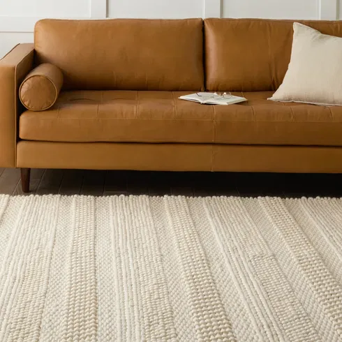 Lagom Handmade Solid Ivory Area Rug (5
