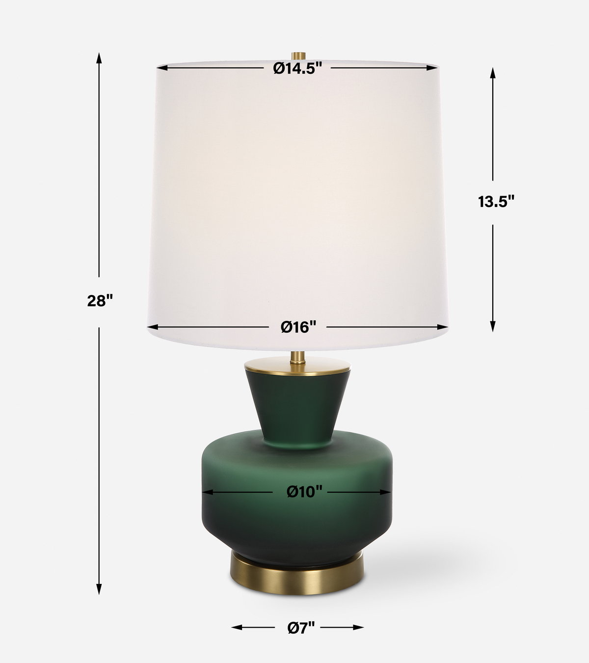 Trentino Dark Emerald Green Table Lamp, by Uttermost, 16" width x 28" height x 16" depth View 3