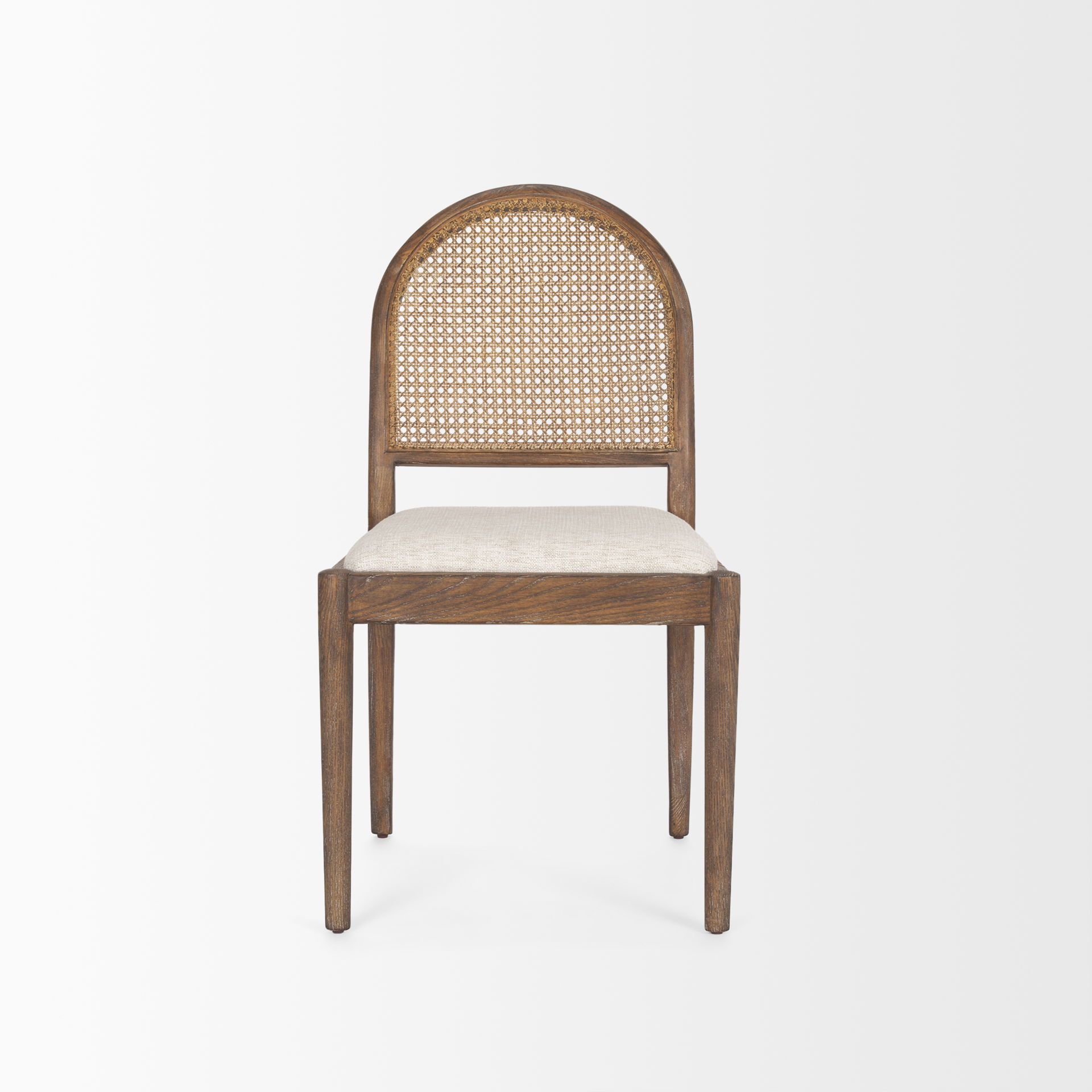 Elle Rounded Caneback Medium Brown Wood with Oatmeal Fabric Dining Chair large image 