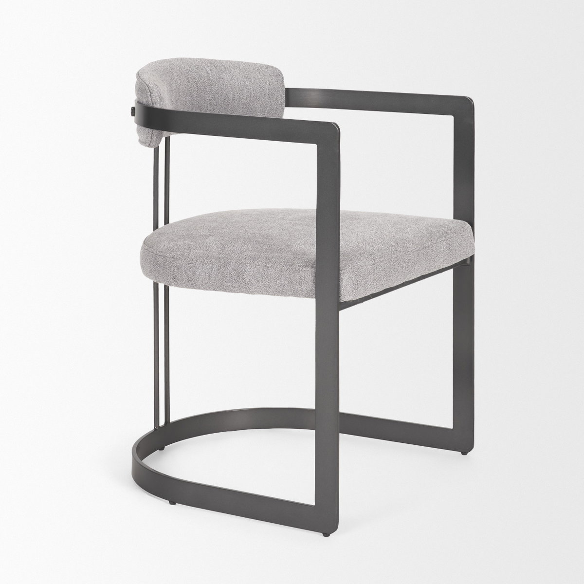 Hollyfield Curved Back Dining Arm Chair | Gray Fabric with Gray Iron, Dining Chair by Mercana, 20.47" length x 21.5" width x 29.53" height View 8