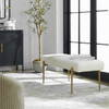 Olivier White Bench, Benche by Uttermost, 49" width x 19" height x 20" depth thumbnail 2