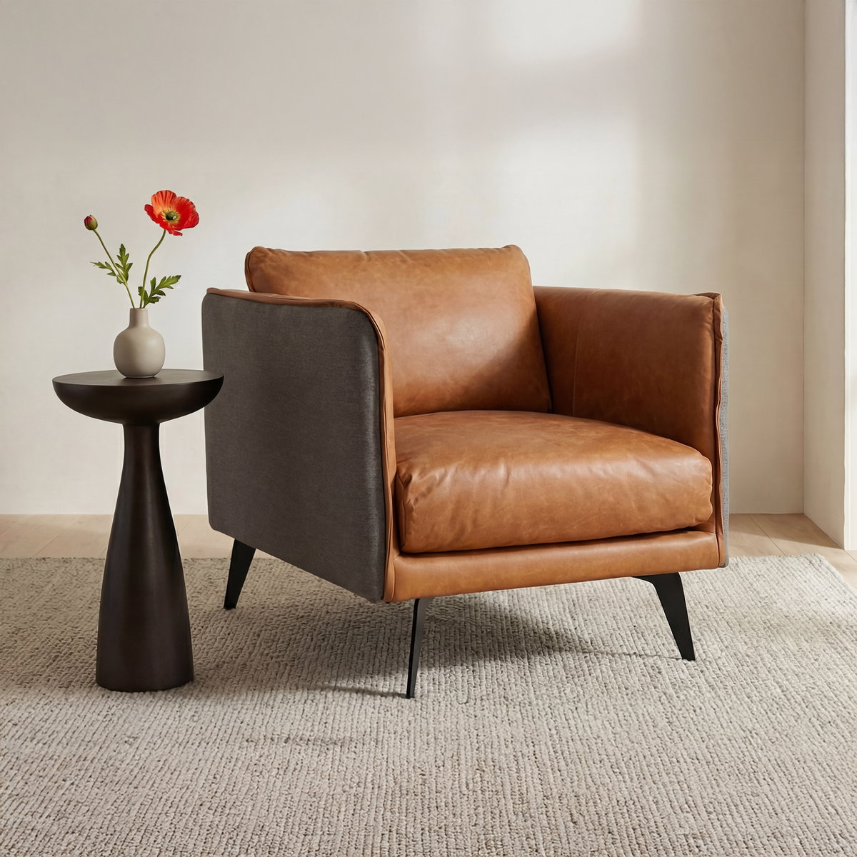 Messina Leather Armchair, Accent Chair by Moe's Home, 32.5" width x 31" height x 36" depth View 7