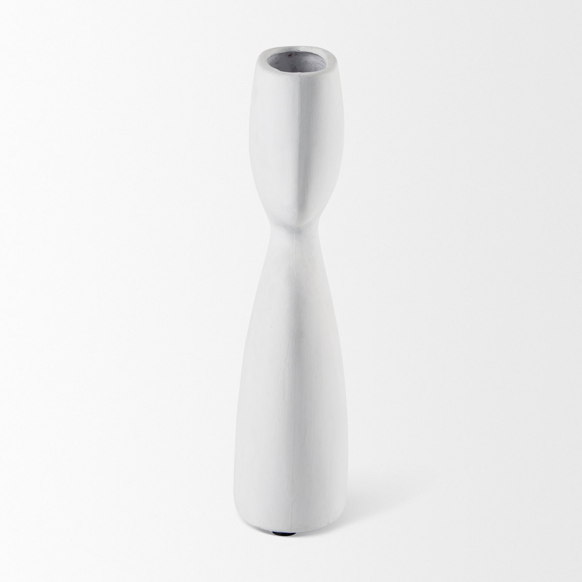 Tatum 11.6H Sculptural White Ceramic Vase, by Mercana, 5.91" length x 2.17" width x 11.61" height View 4
