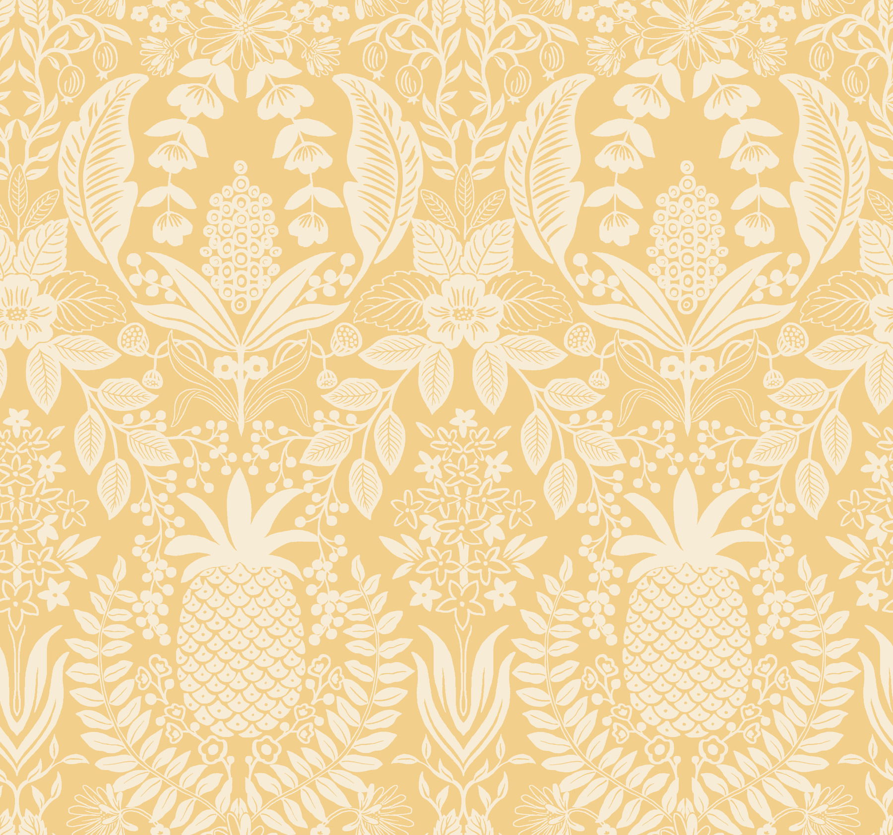 Pineapple Damask Yellow Wallpaper large image 