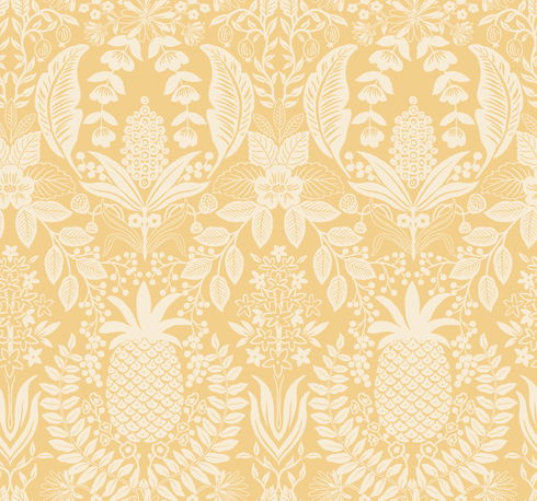 Pineapple Damask Yellow Wallpaper