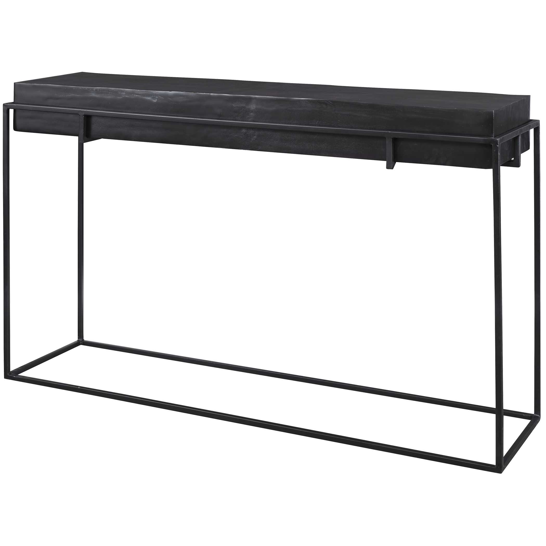 Telone Modern Black Console Table, Furniture by Uttermost, 55.12" width x 33.45" height x 14.6" depth View 5