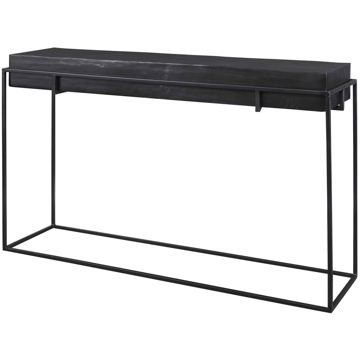 Telone Modern Black Console Table, by Uttermost, 55.12" width x 33.45" height x 14.6" depth View 5