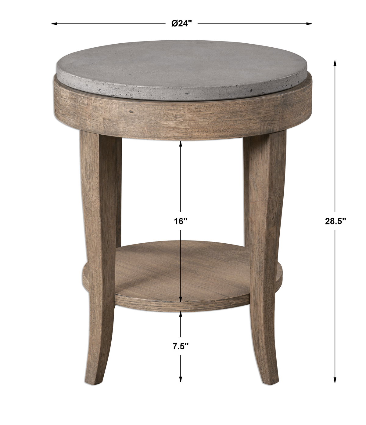 Deka Round Side Table, Furniture by Uttermost, 24" width x 28.5" height x 24" depth View 3