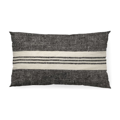 Sharon 14 x 26 Black With Stripes Decorative Pillow Cover