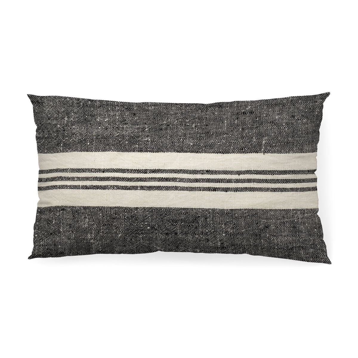 Sharon 14x26 Black With Stripes Decorative Pillow Cover, by Mercana, 14" length x 26" width x 0.2" height View 1