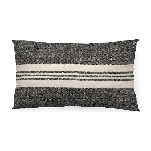 Sharon 14x26 Black With Stripes Decorative Pillow Cover