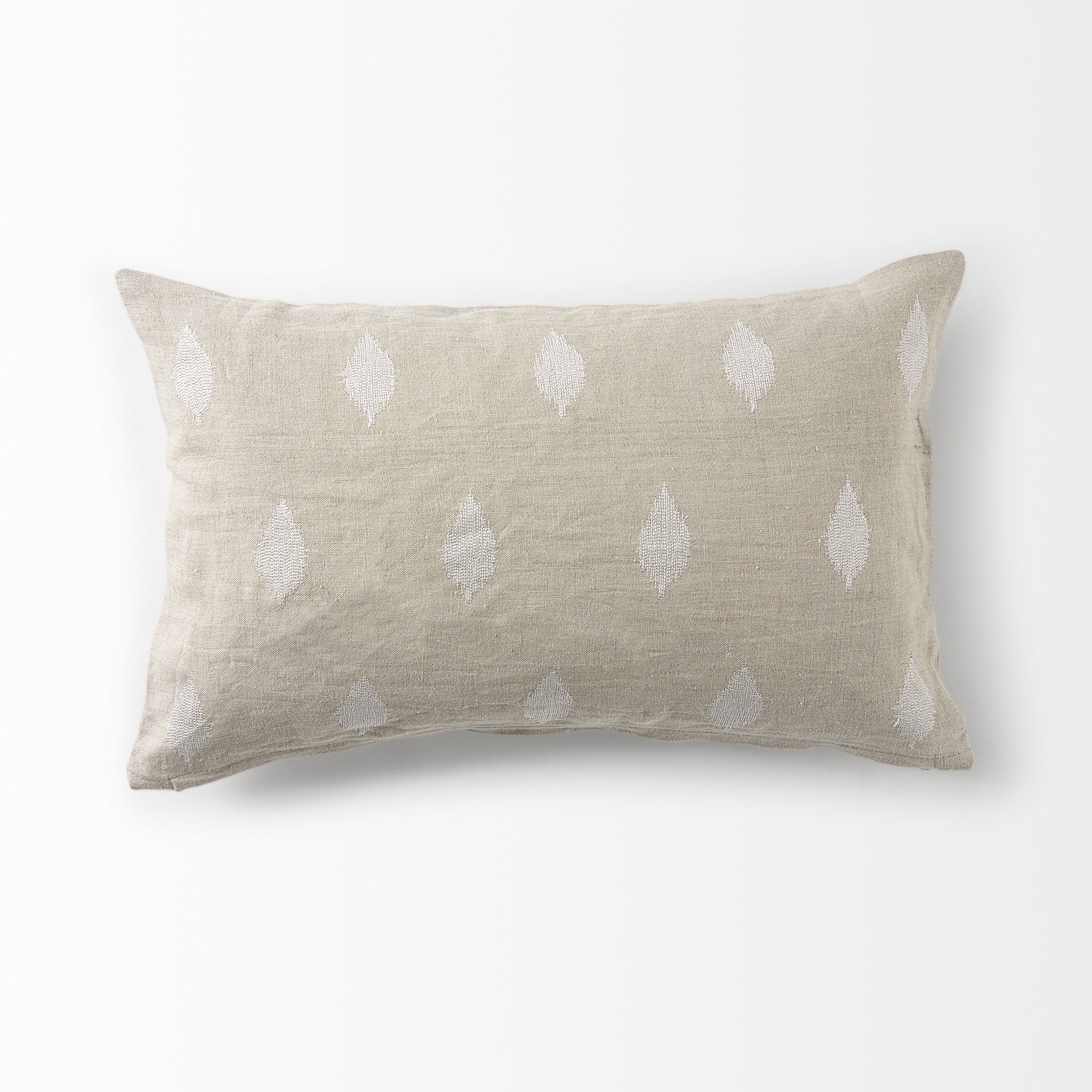 Enya 13L x 21W Beige and Cream Fabric Patterned Decorative Pillow Cover large image 