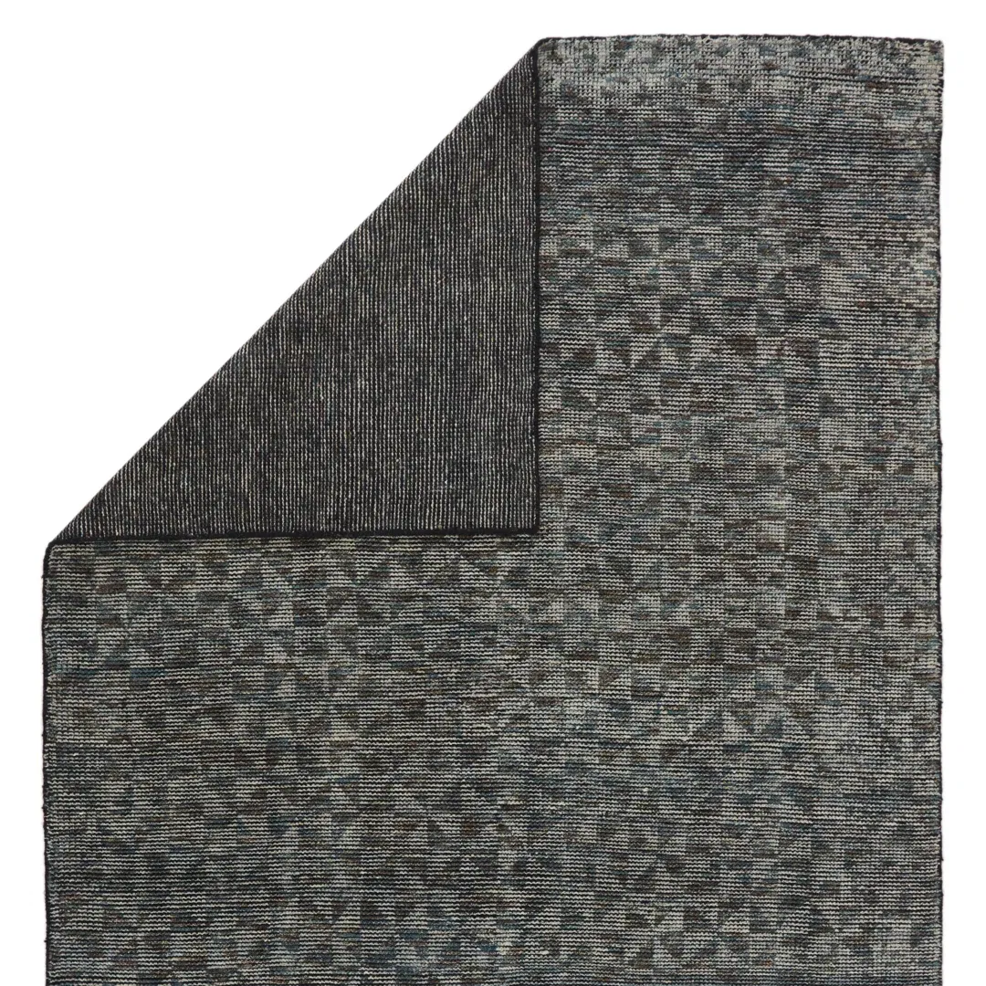 Atz Geometric Hand-Knotted Wool Gray/Black Area Rug large image 