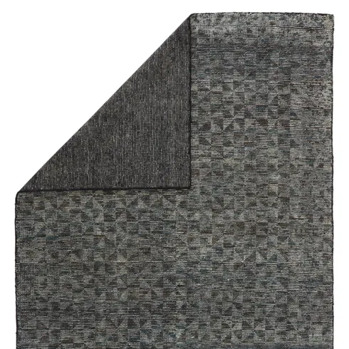 Atz Geometric Hand-Knotted Wool Gray/Black Area Rug