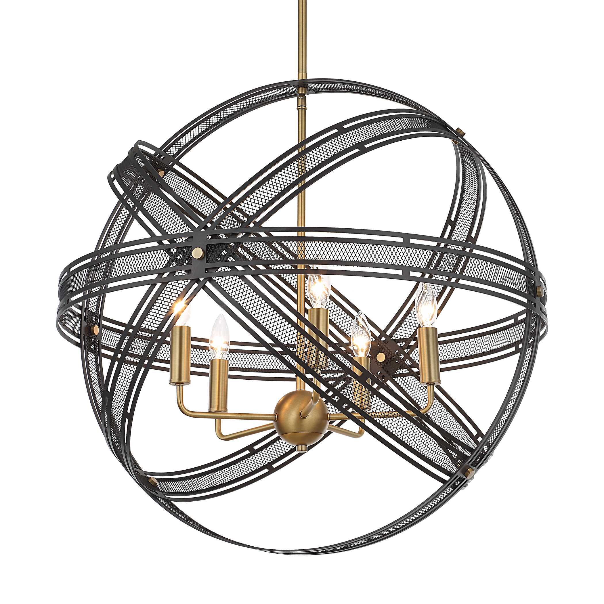 Spherical 5 Light Pendant, Ceiling Light by Uttermost, 27.75" width x 27.5" height x 27.75" depth View 7
