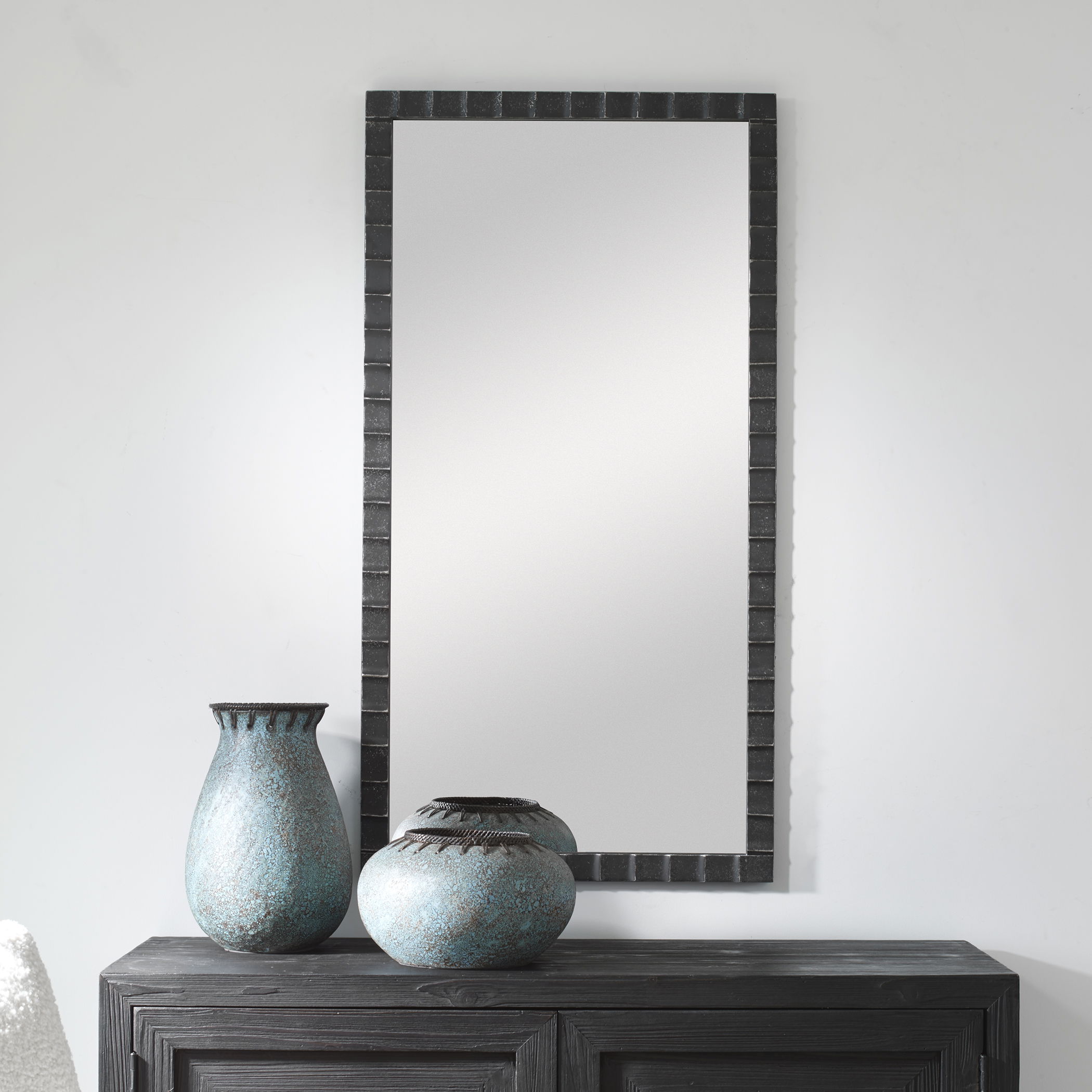 Dandridge Black Industrial Mirror, by Uttermost, 22" width x 42" height x 1" depth View 2