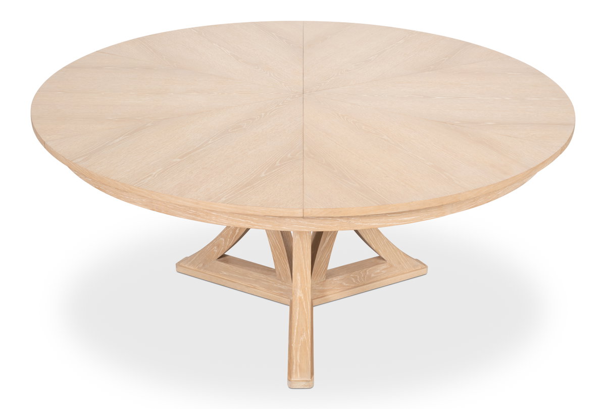 Casual Jupe Dining Table Bleached Oak M, by Sarreid, 4'7" length x 4'7" width x 2'6" height View 3