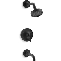 Online Designer Bathroom Purist® Rite-Temp Pressure-Balancing Bath and Shower Faucet Trim with Push-Button Diverter, 7-3/4" Spout and Lever Handle, Valve Not Included K-T14421-4-BL