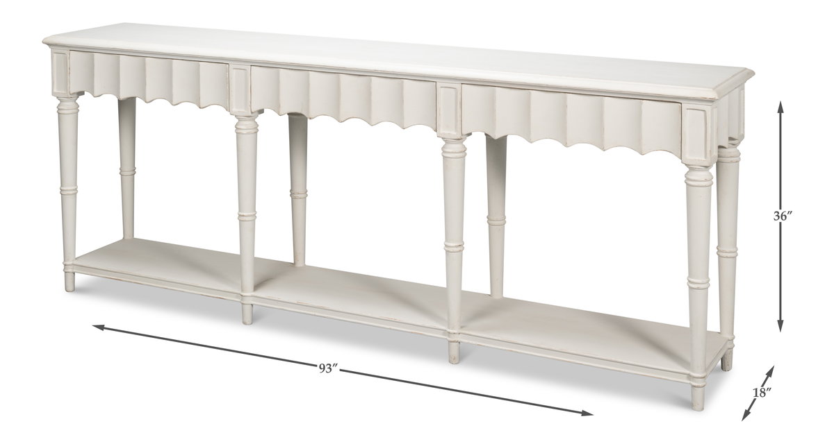 Chantal Console Table Antique White, by Sarreid, 1'6" length x 7'9" width x 3' height View 13