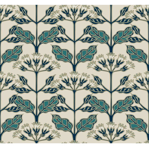 Tracery Blooms Beige Metallic Wallpaper