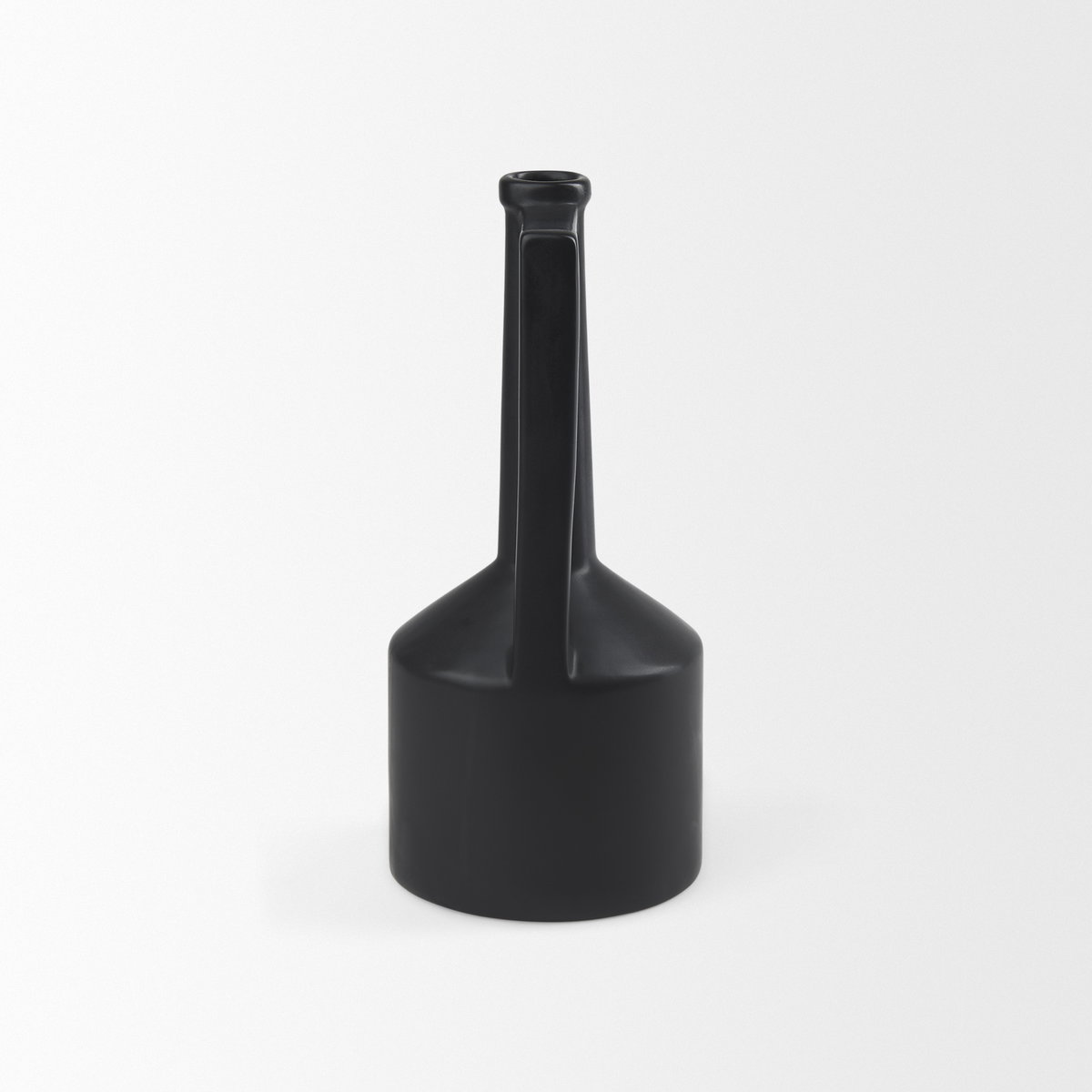 Burton 14.2H Medium Matte Black Ceramic Jug Vase, Decorative Jar by Mercana, 5.51" length x 5.51" width x 12.6" height View 7
