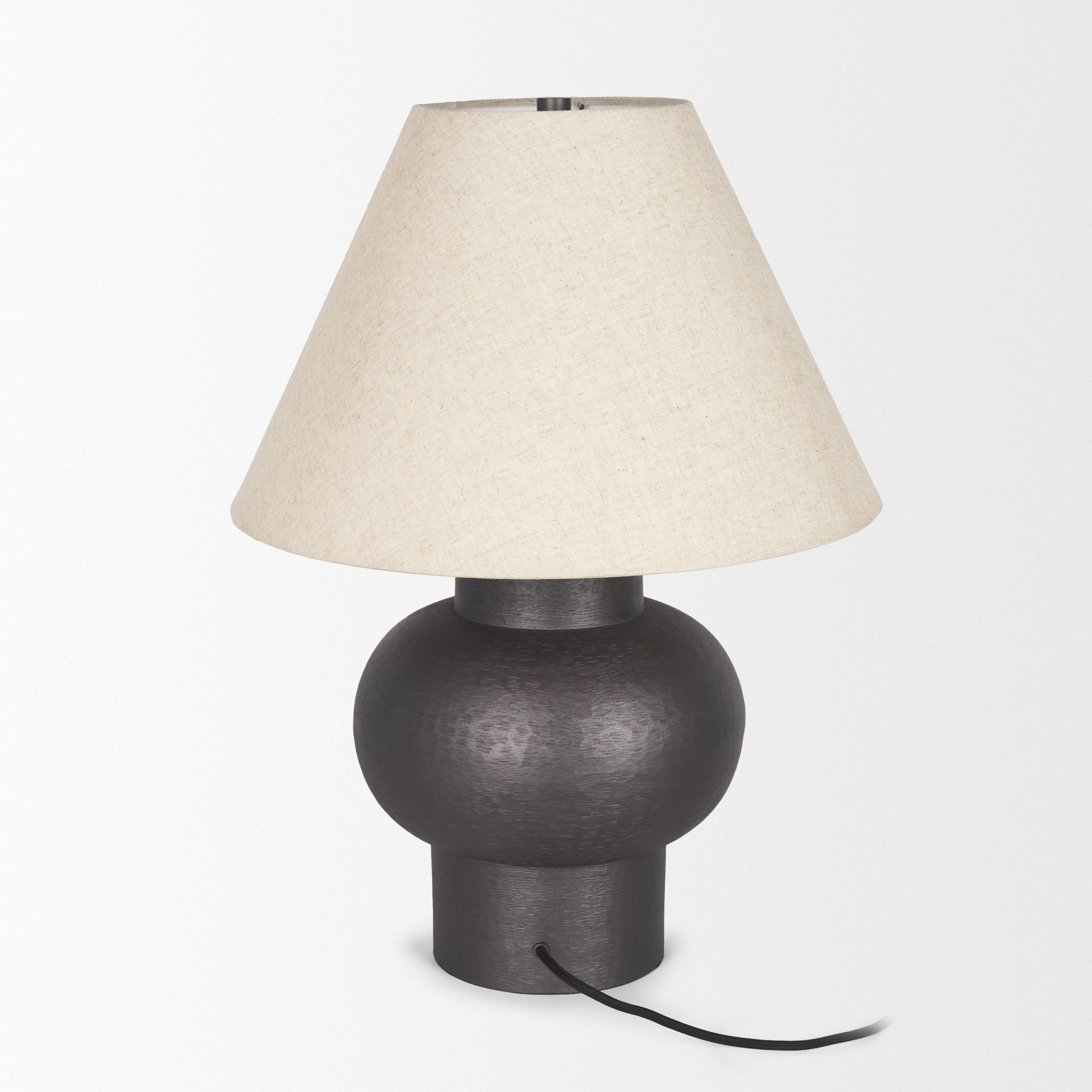 Salaah Black Brushed Metal with Beige Shade Table Lamp large image 