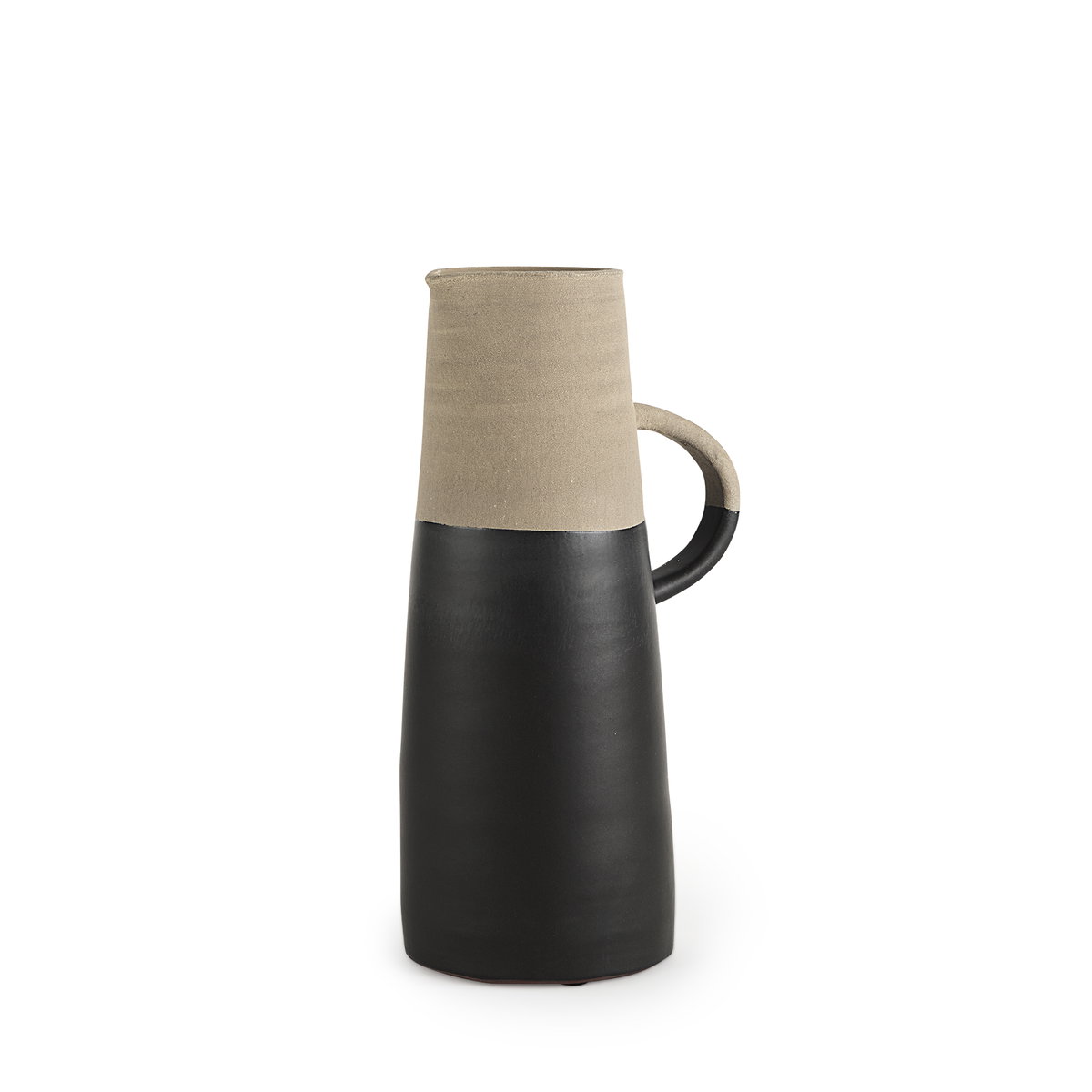 Garand Medium 15H Two-Toned Black/Natural Ceramic Jug, Decorative Jar by Mercana, 7.48" length x 5.12" width x 13.58" height View 1