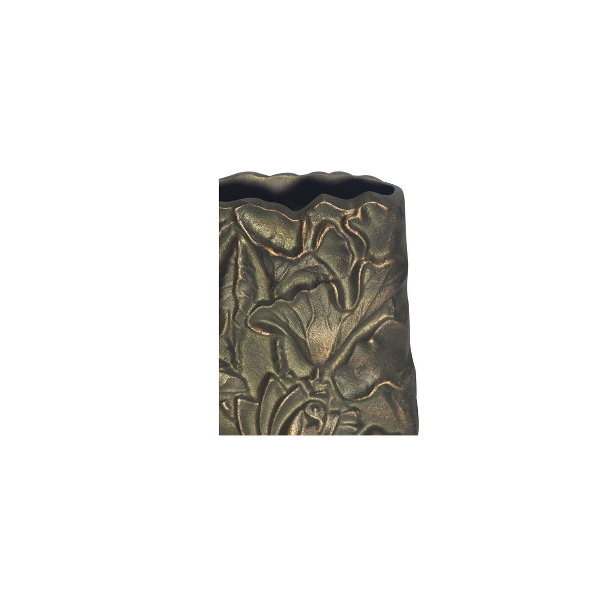 Sabine Cast Aluminum Vase Antique Brass, by Moe's Home, 7.5" width x 11" height x 1.5" depth View 4