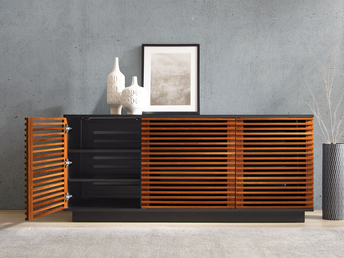 64' Rowan Media Center, Amber, Media Console by Greenington, 64.5" length x 20" width x 27.75" height View 7