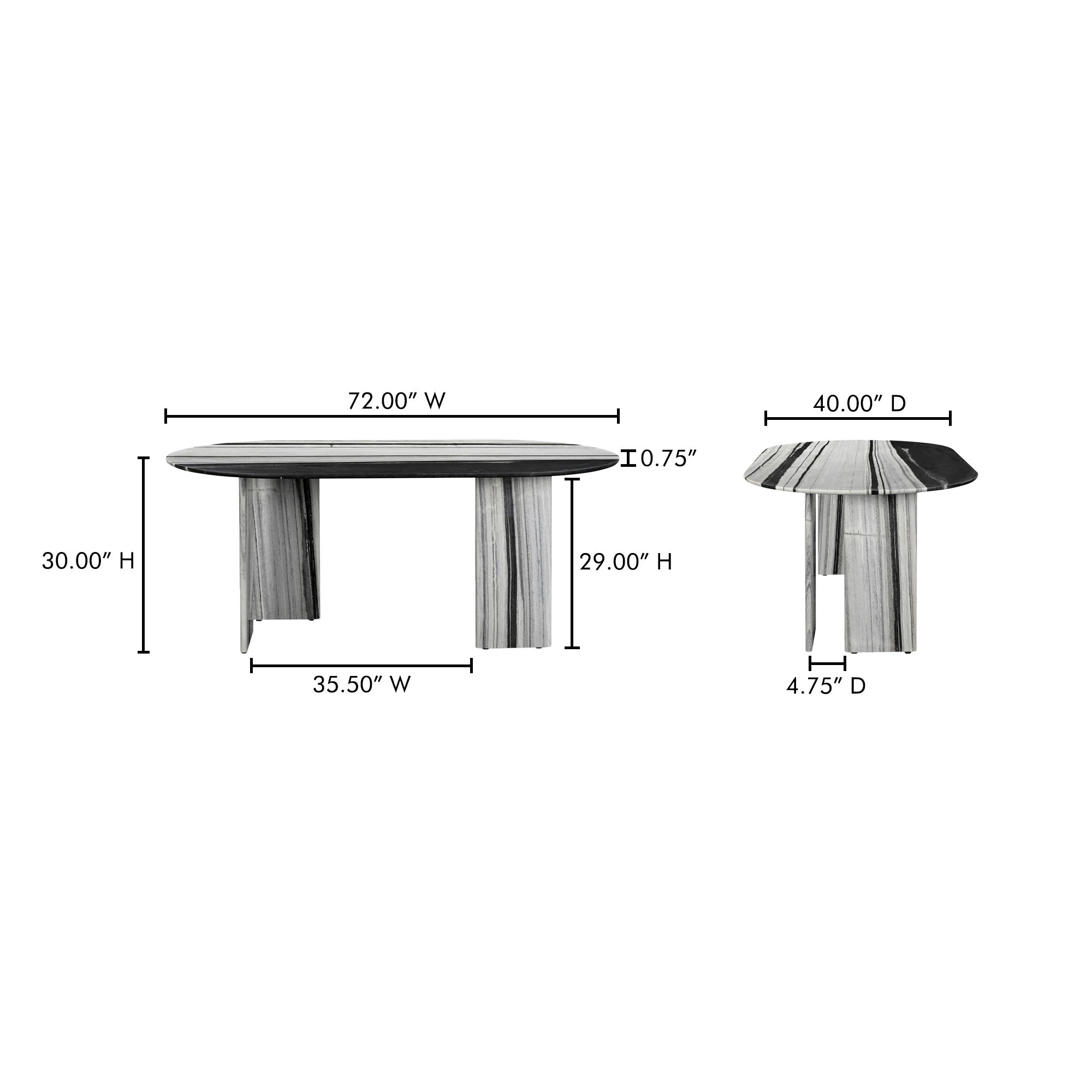 Celia Oval Dining Table Panda Marble large image 