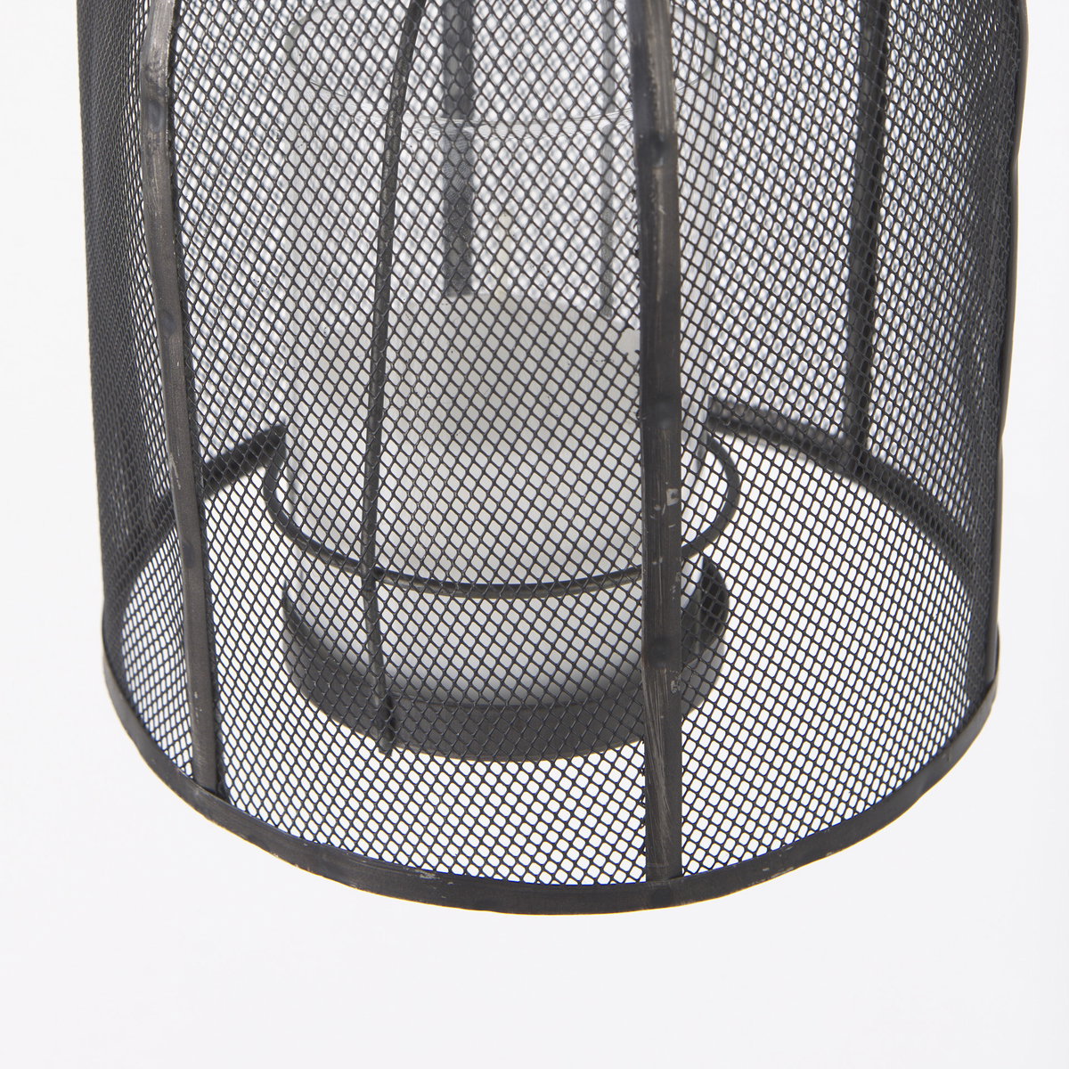 Jutland Set of Three Black Metal Bird Cage Candle Holder Lanterns, Lighting by Mercana, 8" length x 8" width x 43" height View 8