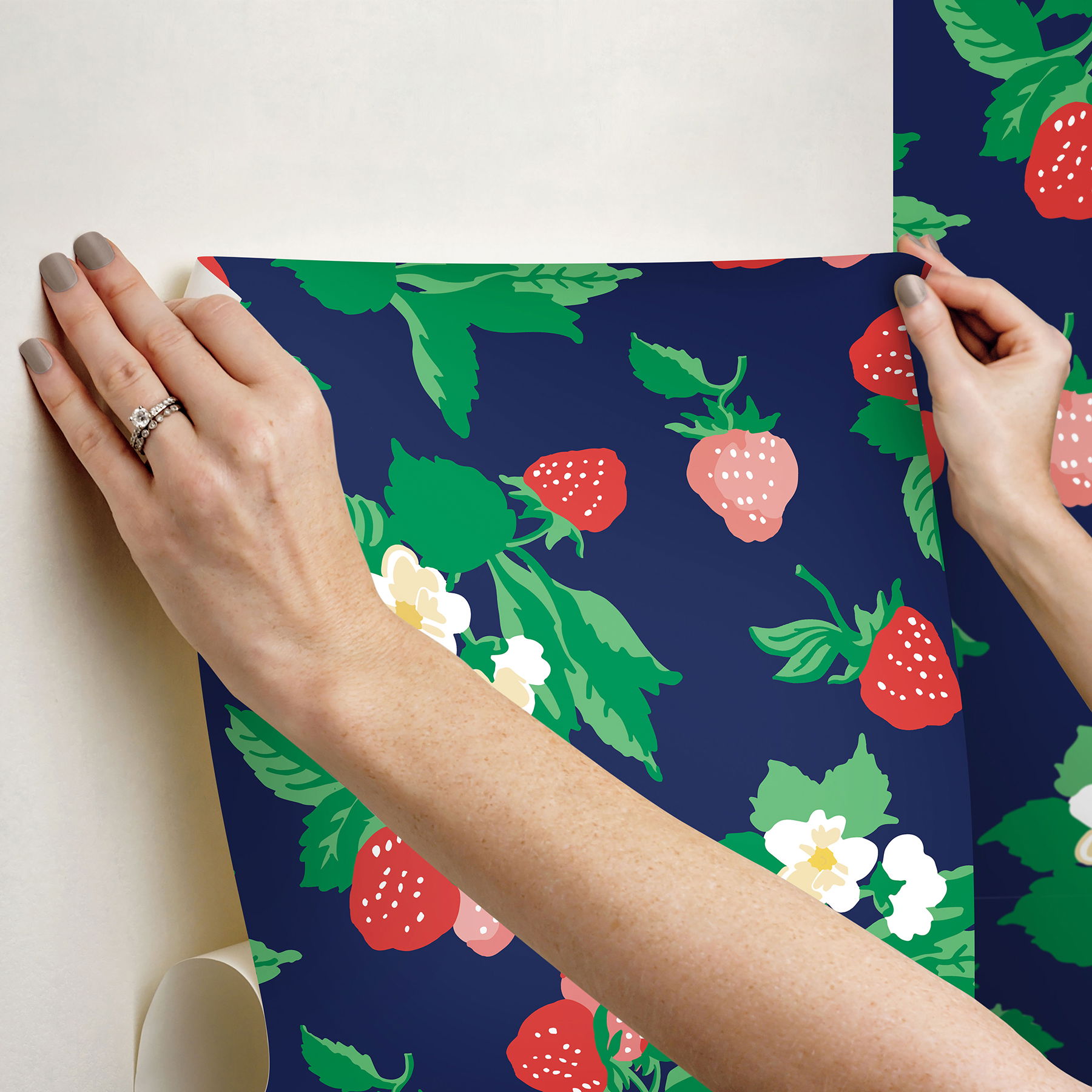 Berry Nice Navy Blue Peel & Stick Wallpaper large image 