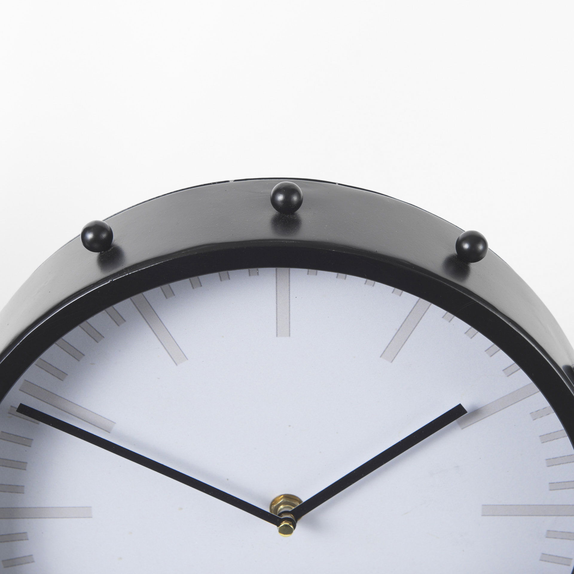 Marian  Black Studded Round Table Clock, by Mercana, 11.02" length x 3.15" width x 11.02" height View 9