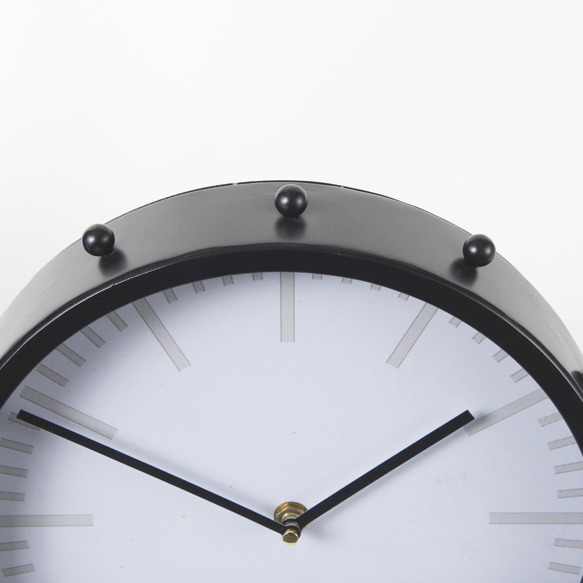 Marian  Black Studded Round Table Clock, by Mercana, 11.02" length x 3.15" width x 11.02" height View 9
