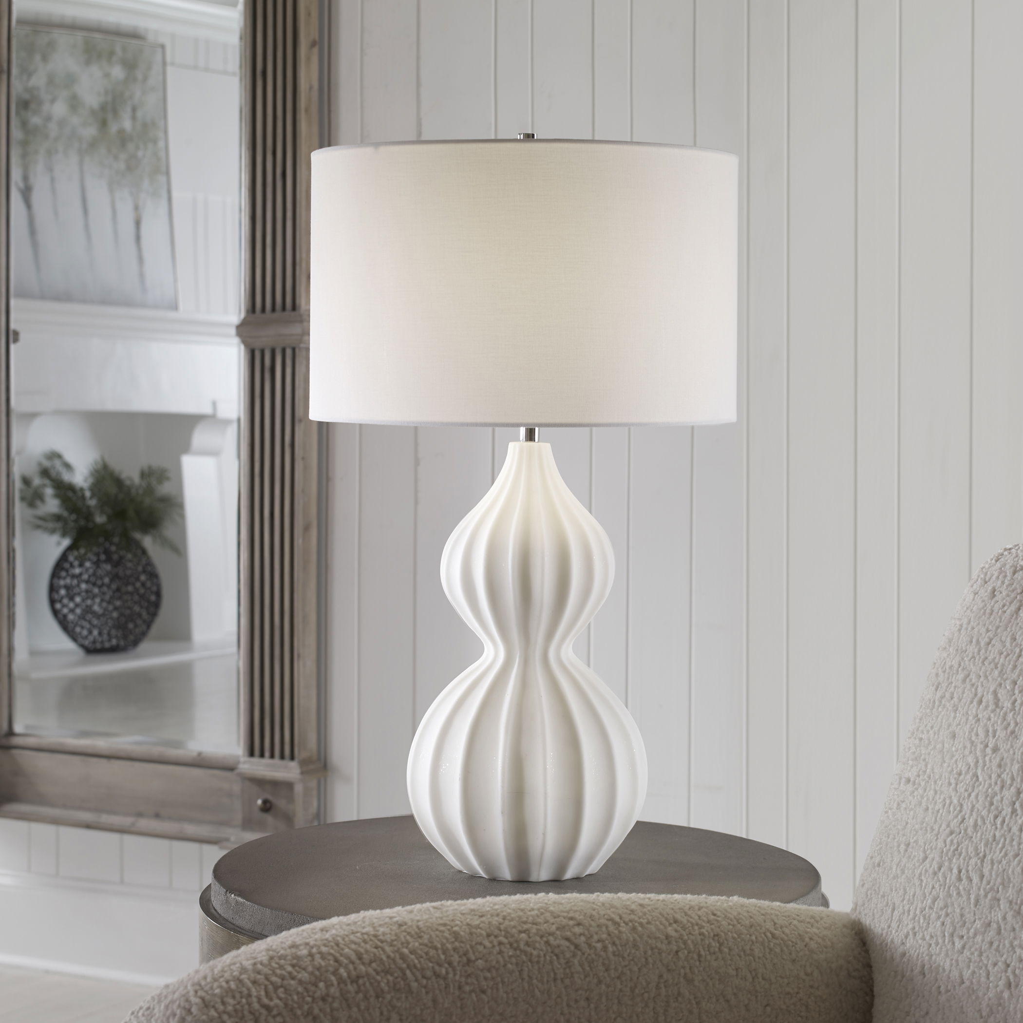 Antoinette Marble Table Lamp, by Uttermost, 16" width x 27.5" height x 16" depth View 2