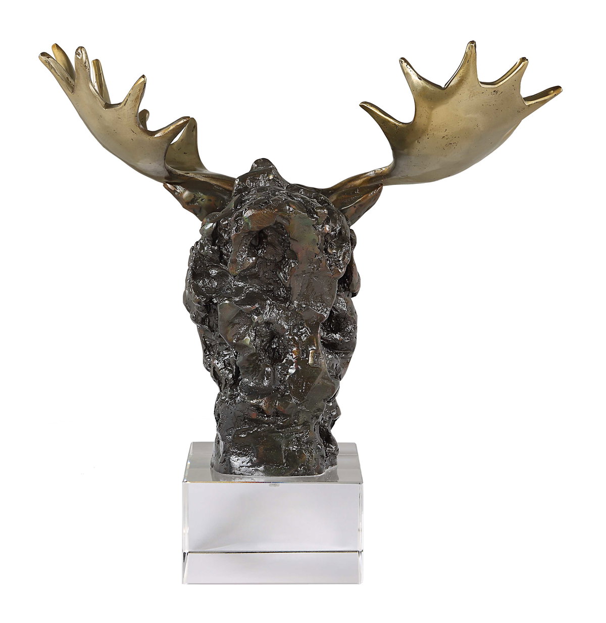 Moose Bust Bronze Sculpture, Decorative by Uttermost, 12.25" width x 9" height x 12.25" depth View 6
