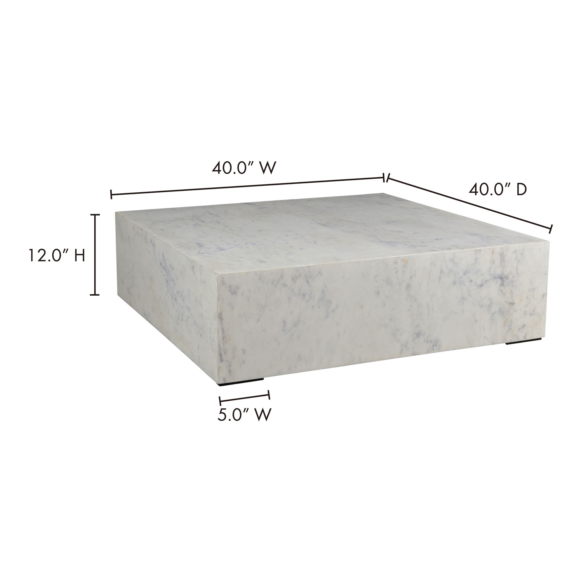Nash Coffee Table White, by Moe's Home, 40" width x 12" height x 40" depth View 6