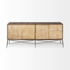 Swordfish 72L x 19W  x 30.25H Two-Tone Brown Wood Cabinet Silver Metal Base 4 Cabinet Door Sideboard thumbnail 3