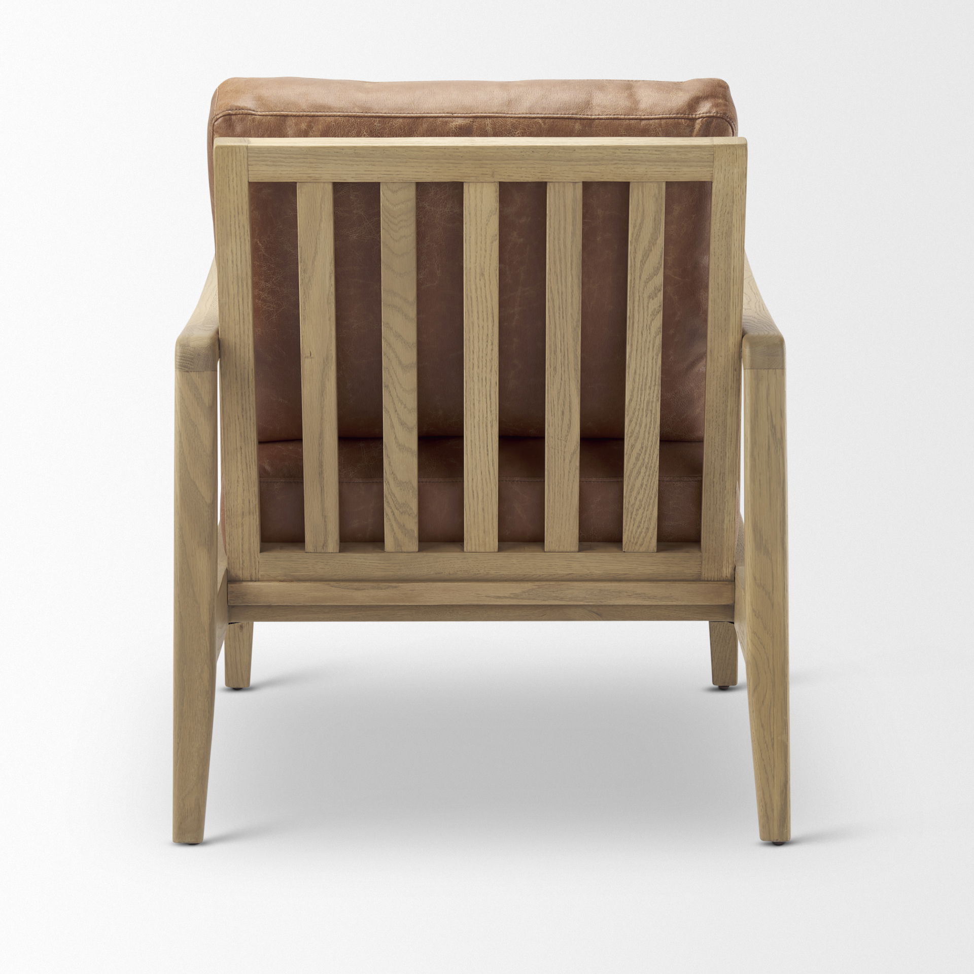 Raeleigh Tan Faux Leather Accent Chair, by Mercana, 27.95" length x 34.06" width x 34.45" height View 6