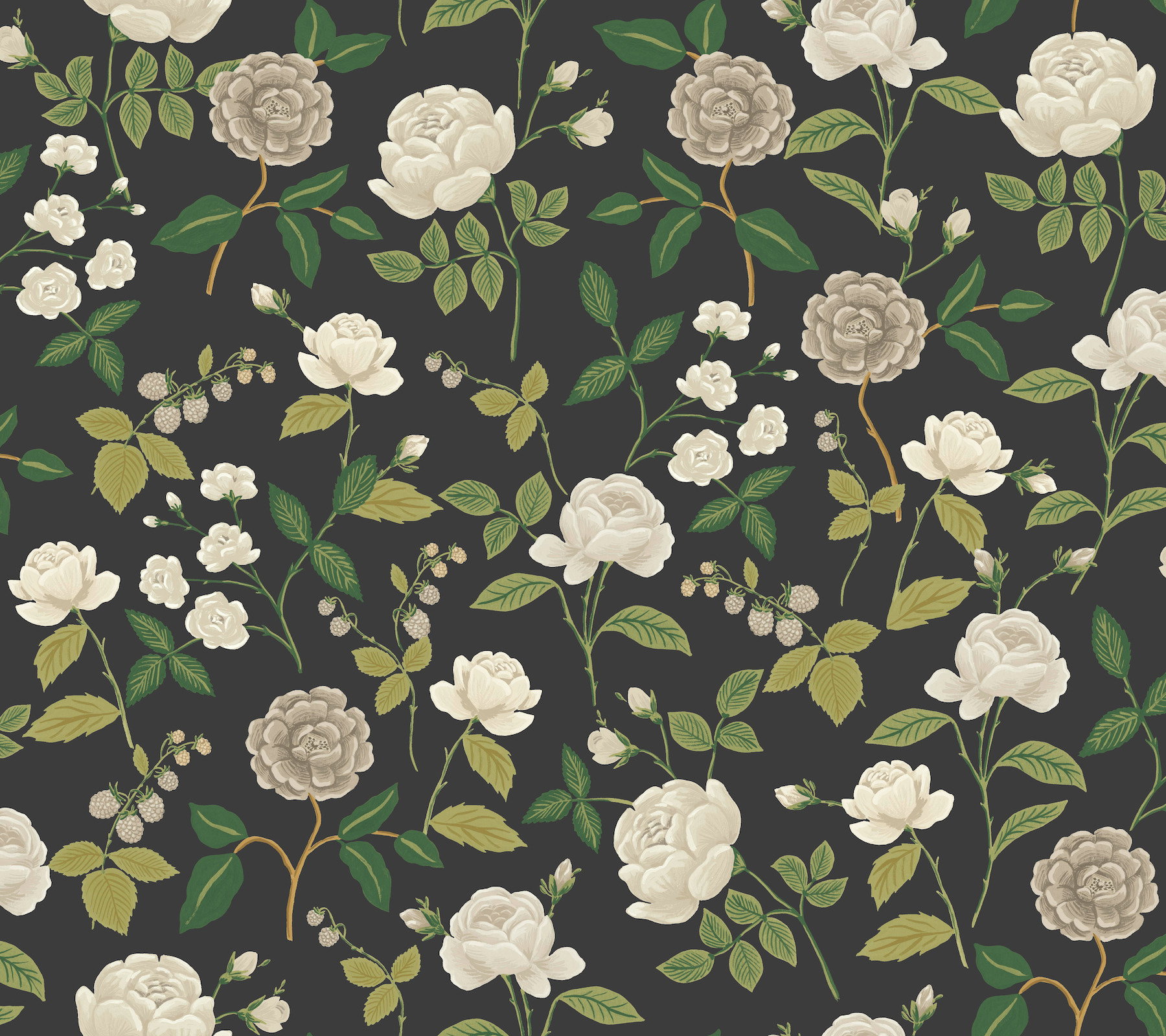 Roses Black Wallpaper, by York Wall, 27' length x 2'3" width x 0.02" depth View 1