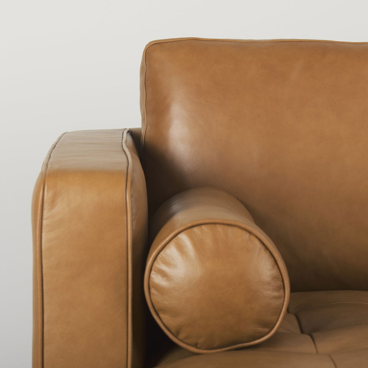 Svend 111.4L x 68.0W x 33.9H Tan Leather Left Chaise Sectional Sofa, by Mercana, 75.2" length x 37.8" width x 33.86" height View 8
