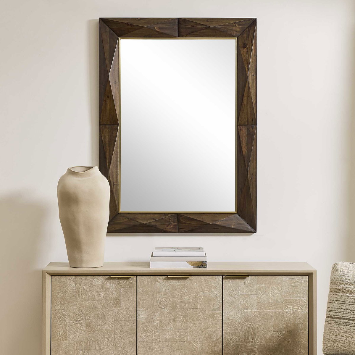 Diamond In The Rough Wood Mirror, by Uttermost, 33" width x 45" height x 2.5" depth View 2
