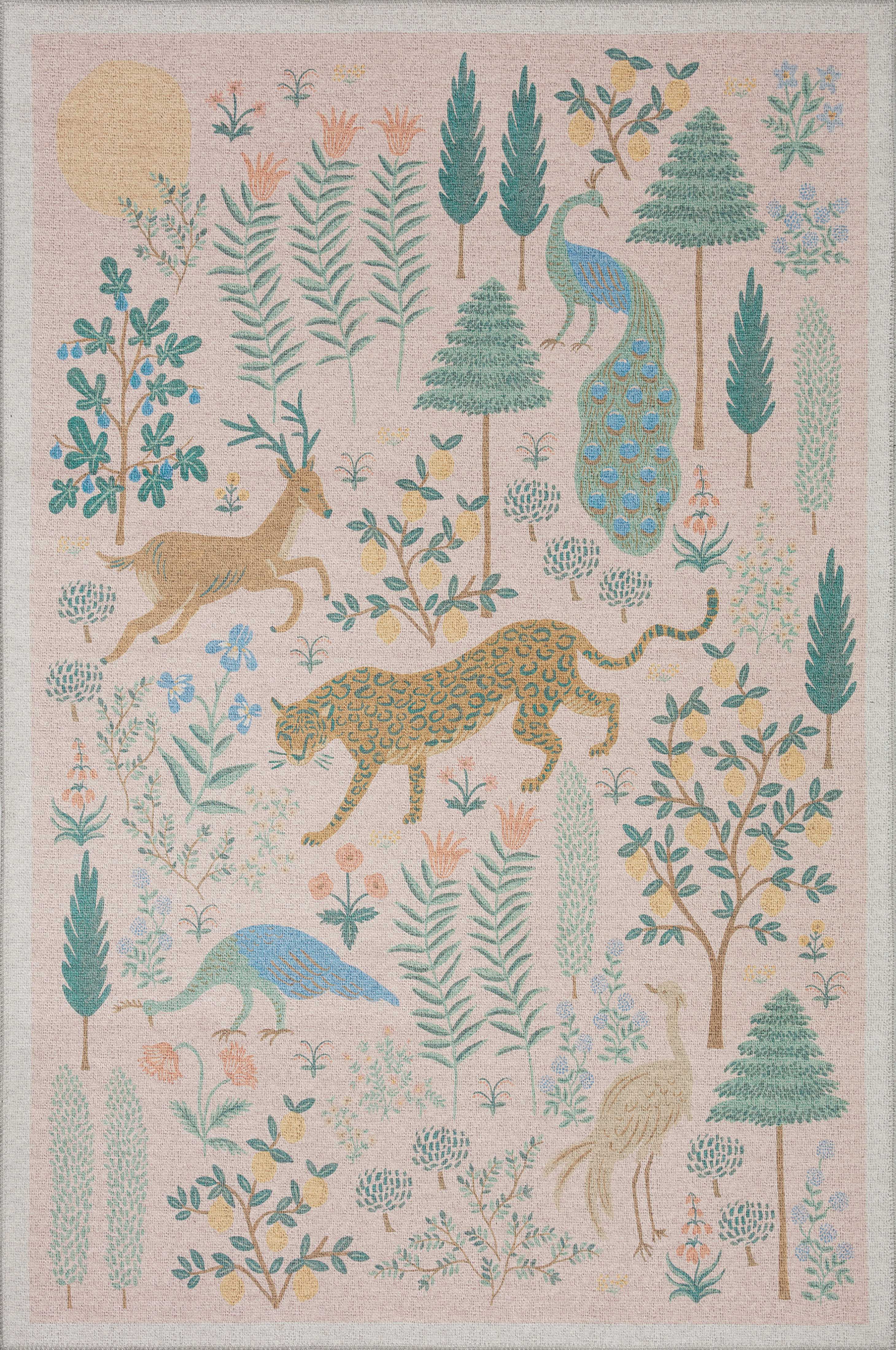 Rifle Paper Co. x Loloi Menagerie Rug, 5' length x 5' width