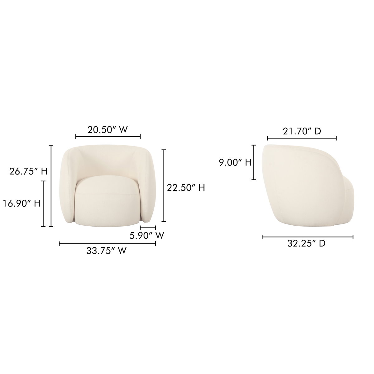 Rae Outdoor Accent Chair Cream, Outdoor Chair by Moe's Home, 2'8" width x 2'2" height x 2'5" depth View 8