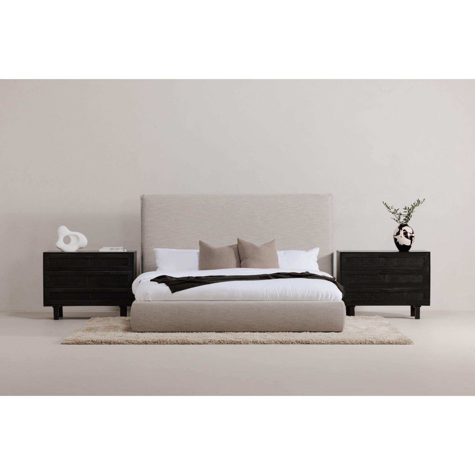 Luzon King Bed Tall Headboard Light Grey large image 