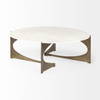 Reinhold 49' Round White Marble Top Gold Metal Base Coffee Table, by Mercana, 49" length x 49" width x 17" height thumbnail 8
