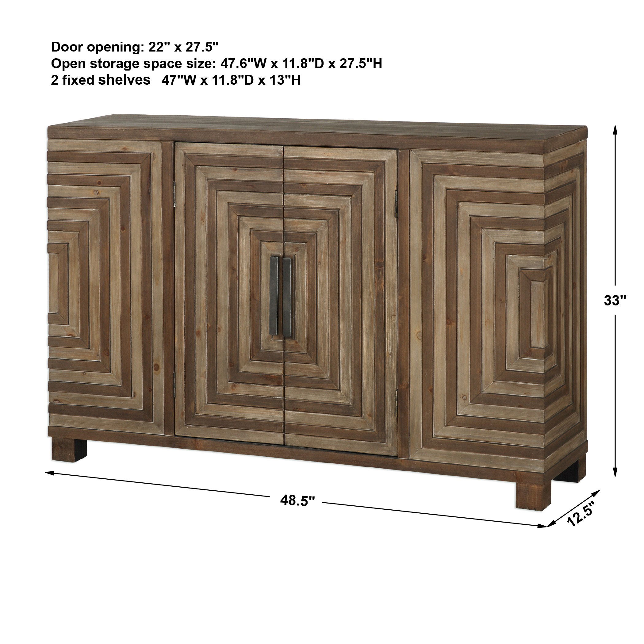 Layton Geometric Console Cabinet, Furniture by Uttermost, 48.5" width x 33" height x 12.5" depth View 3